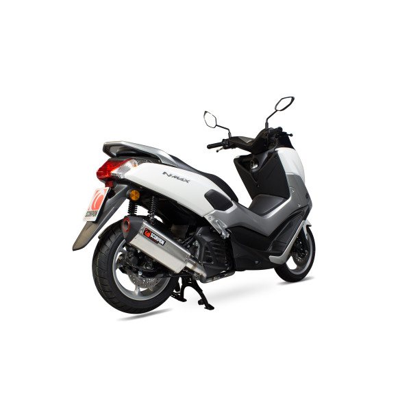 Scorpion Exhaust Yamaha N-Max 125 2015 - 2017 Serket Parallel Full System Brushed Stainless Steel Sleeve